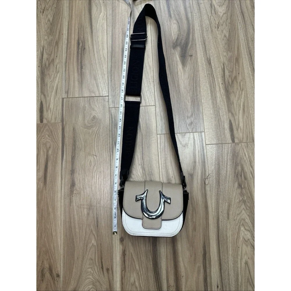 true religion Brown White Black Mini Crossbody Saddle Bag